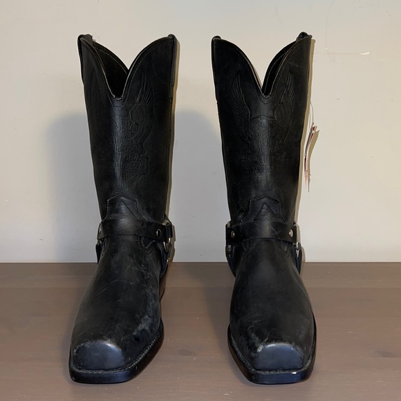 🆕 Harley Davidson Black Leather Biker Boots - Men’s Size 8 - Picture 4 of 12